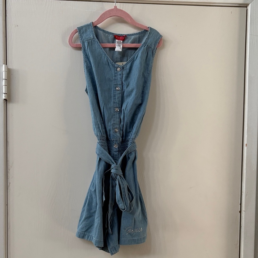 Guess Blue Denim Button-Up Romper
